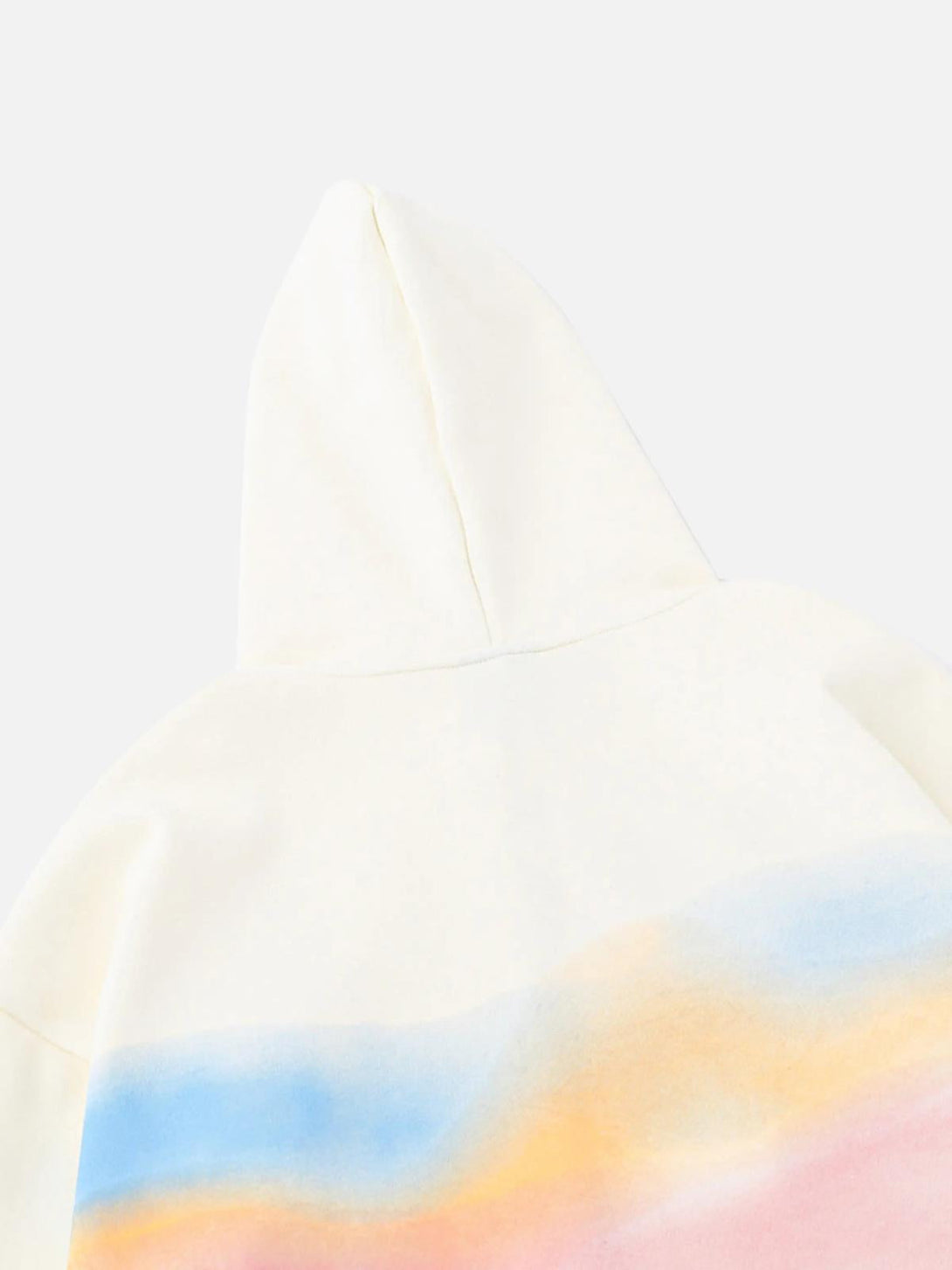 A soft gradient of pastel colors on a hoodie, showcasing TALISHKO's artistic design.