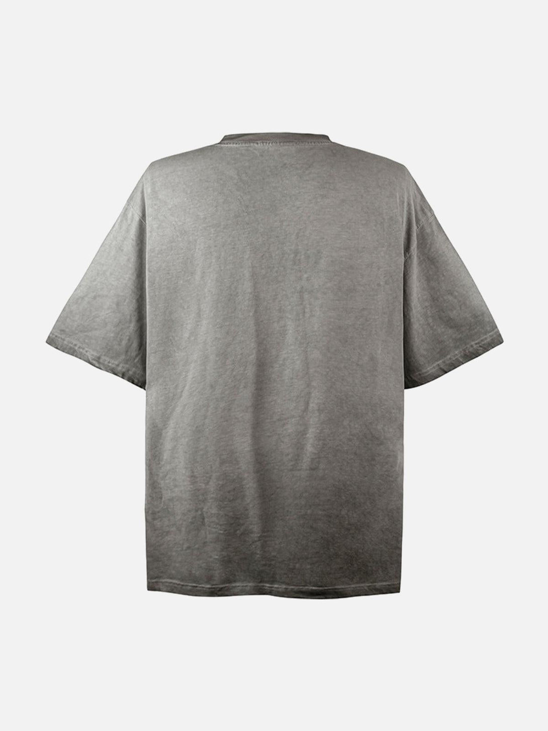 Back view of TALISHKO's gray crew neck T-shirt, showcasing its relaxed fit and casual style.