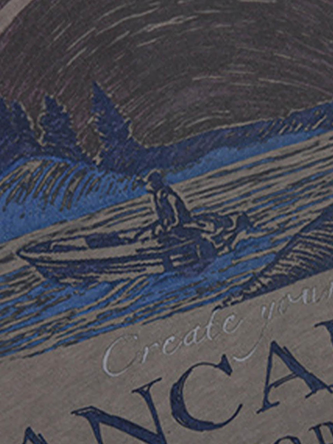 Zoomed-in texture of TALISHKO's T-shirt, highlighting the artistic nature design detail.