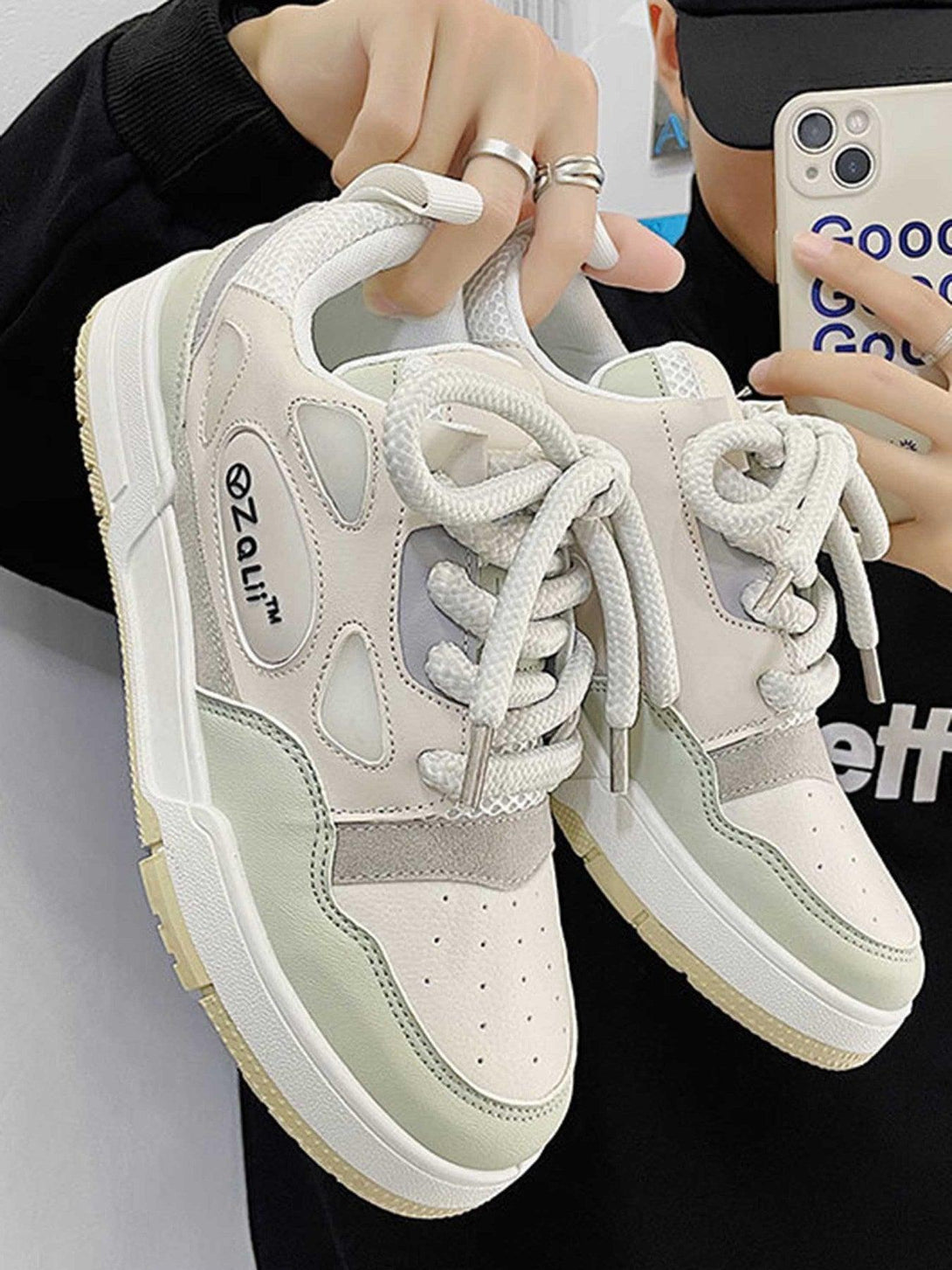 TALISHKO retro board shoes with textured laces and neutral tones, perfect for casual wear.