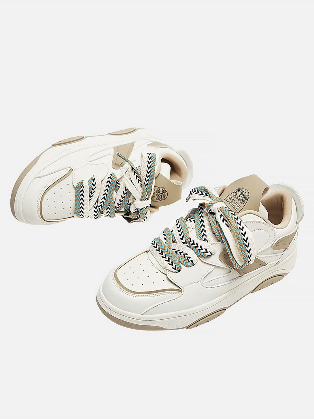 TALISHKO retro sneakers with vibrant laces and a chunky sole, perfect for casual styling.