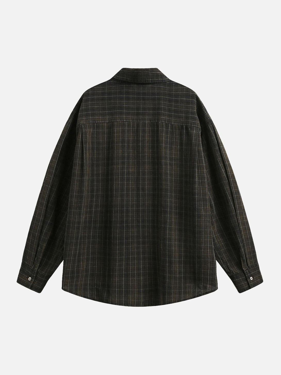 Back view of the retro plaid shirt by TALISHKO, highlighting its classic cleanfit style.