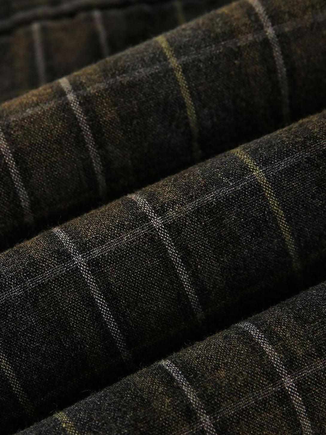 Texture and pattern showcased on TALISHKO retro plaid shirt, highlighting its classic design.