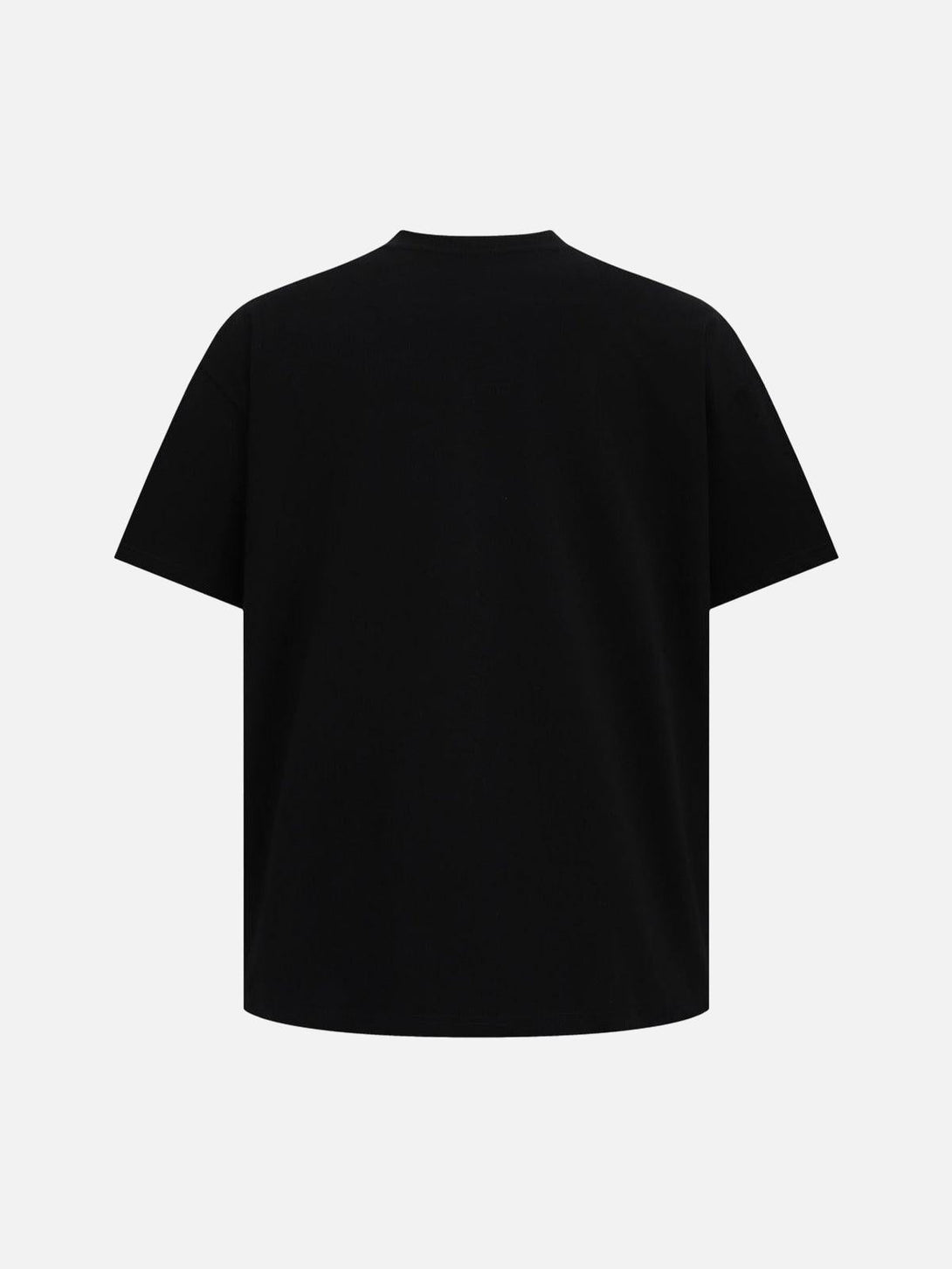 Back view of a black TALISHKO T-shirt showcasing simple design and comfortable fit.