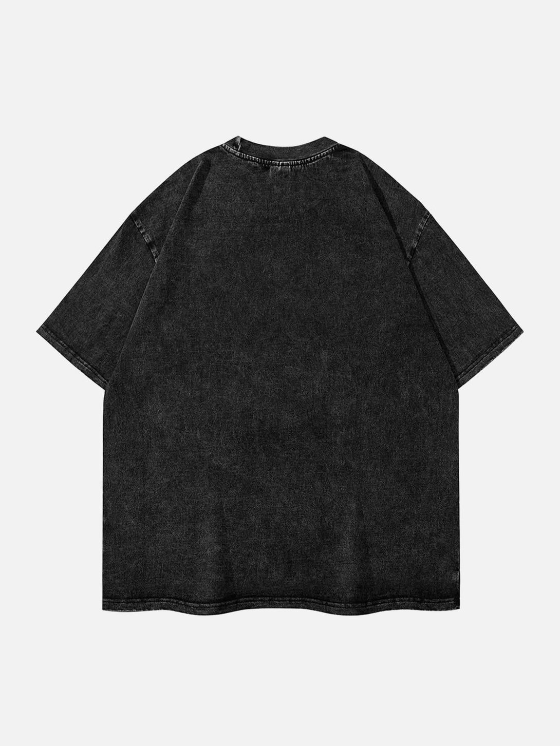 Back view of a black retro T-shirt by TALISHKO, highlighting its oversized fit and casual style.