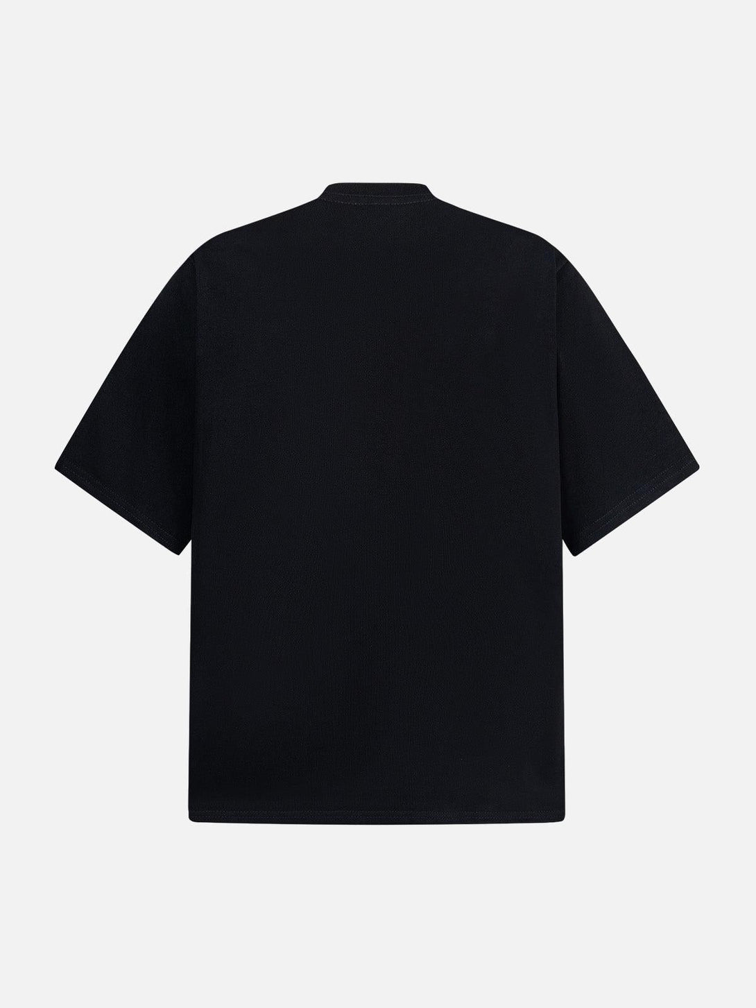 Back view of a black T-shirt by TALISHKO, highlighting a simple and classic silhouette.
