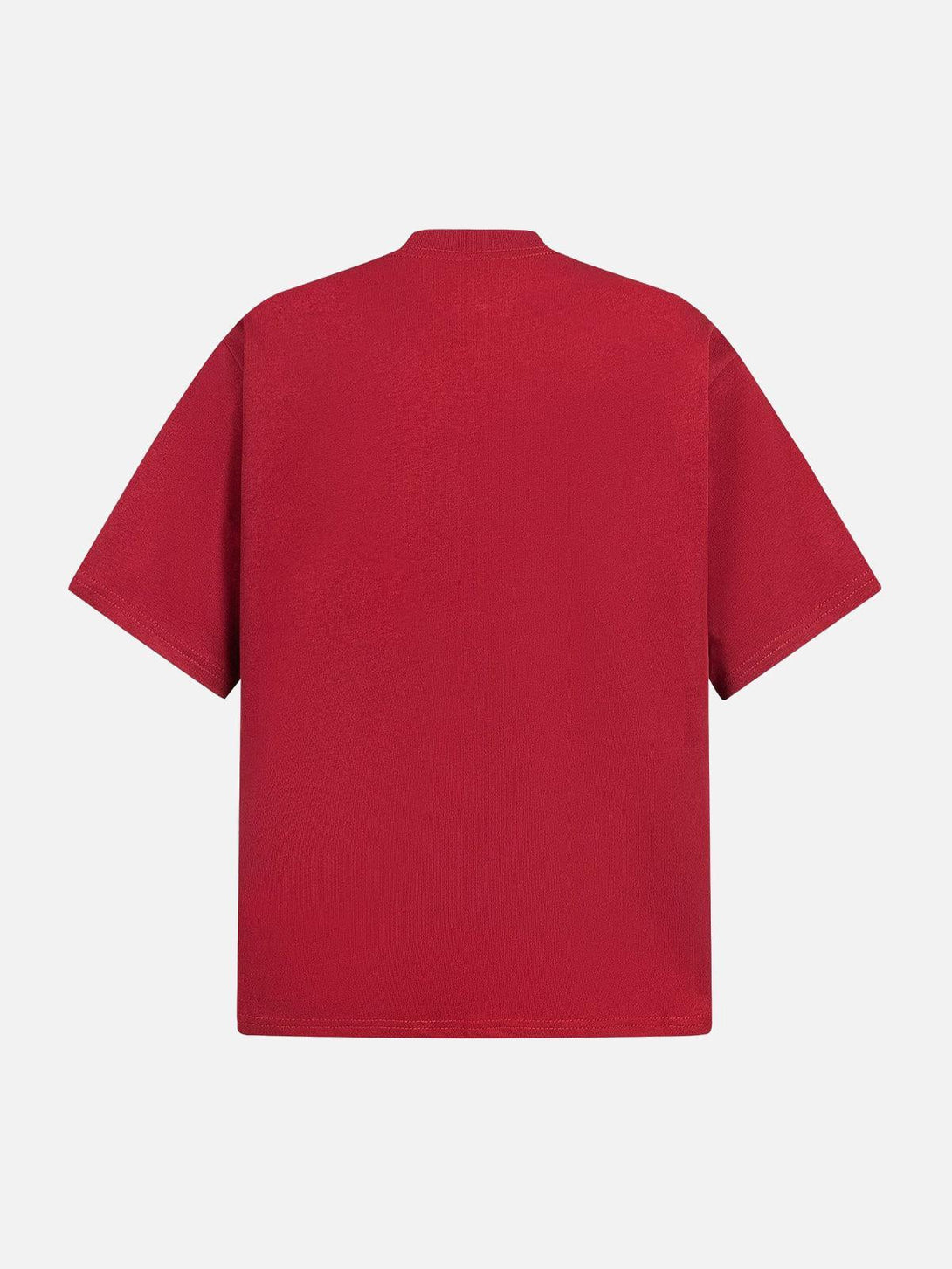 Back view of a red T-shirt by TALISHKO, showcasing a clean and minimalist design.