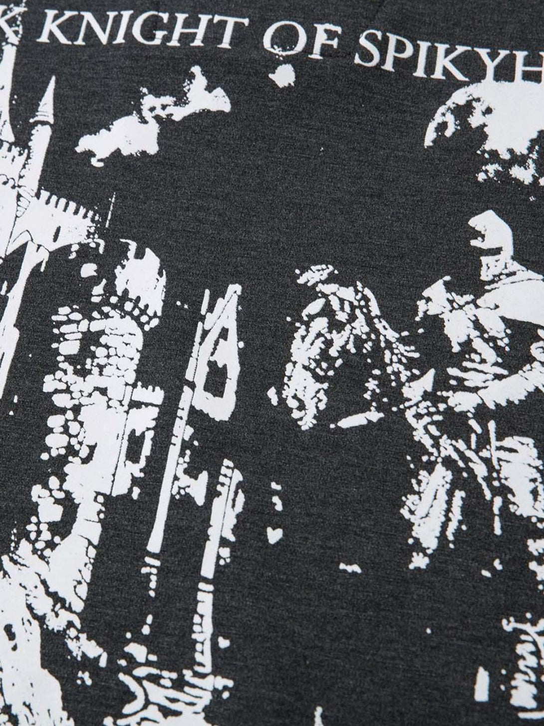 Intricate look at the graphic design on a faux two-piece T-shirt by TALISHKO.