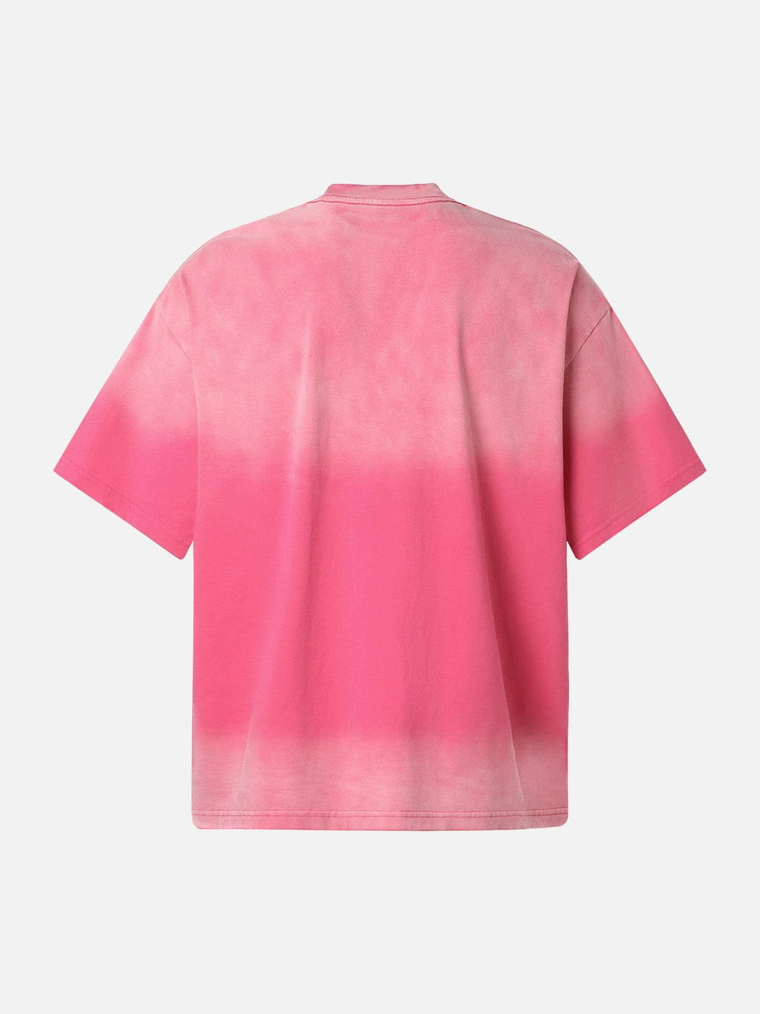 Back view of a pink TALISHKO retro gradient T-shirt, featuring a stylish ombre design.