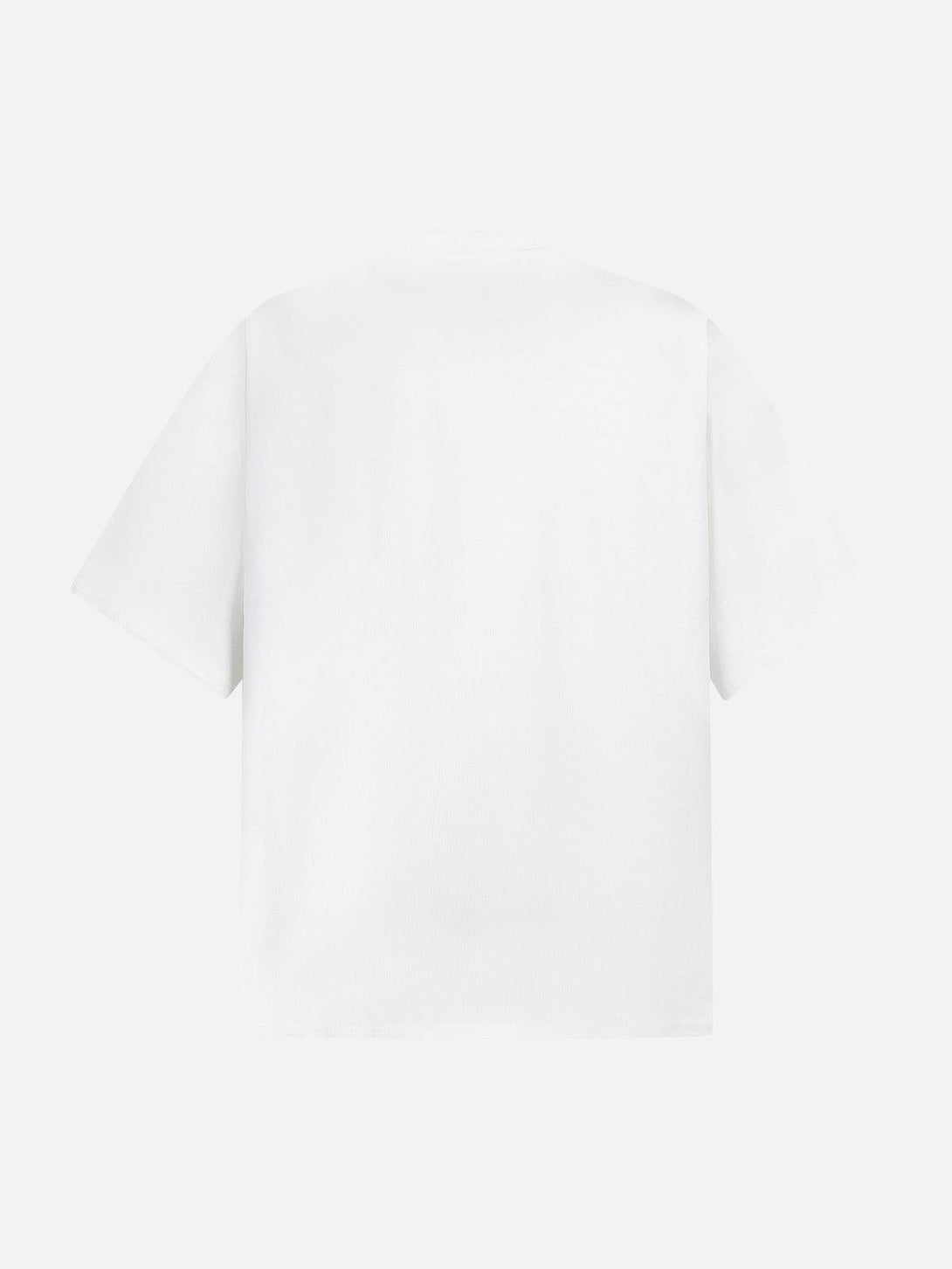 Back view of white TALISHKO T-shirt in a relaxed fit, perfect for casual summer days.