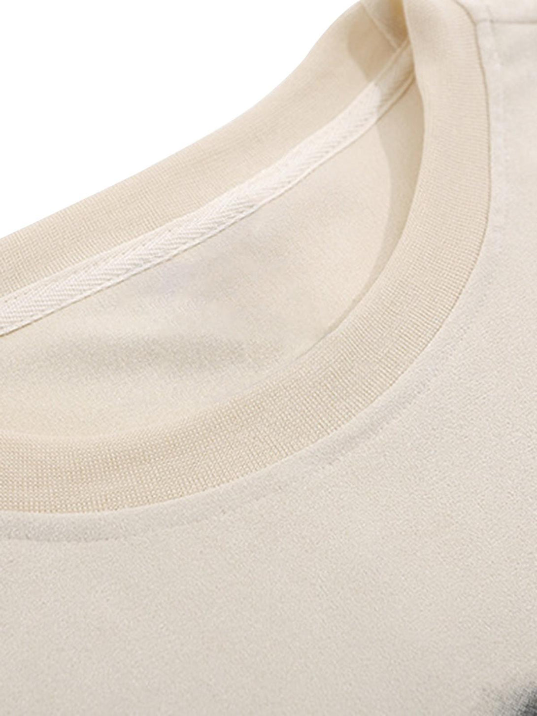Detailed view of a beige vest neckline by TALISHKO, showcasing soft fabric and quality stitching.
