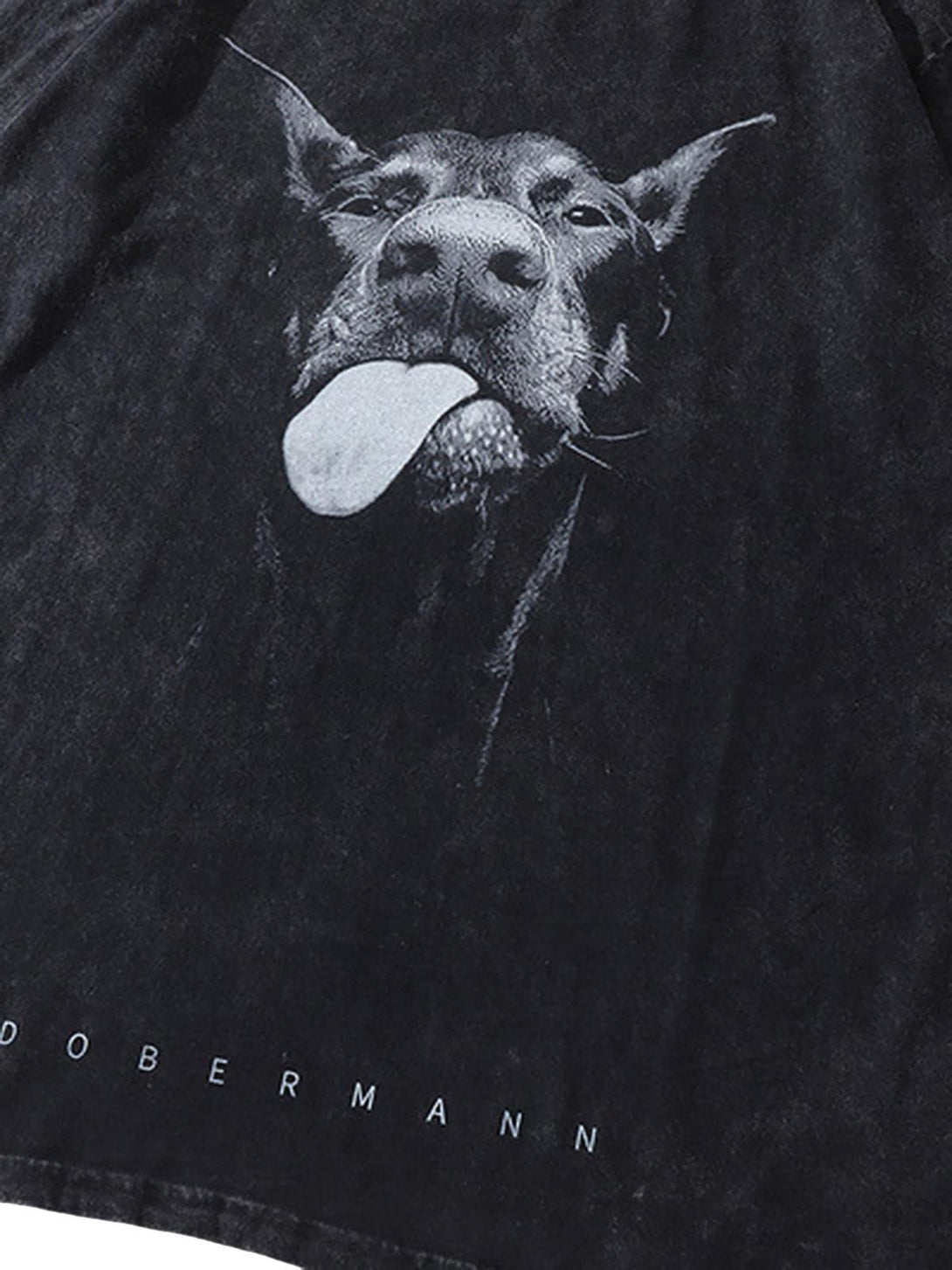 TALISHKO T-shirt featuring a bold Doberman design, capturing a retro hip-hop vibe.