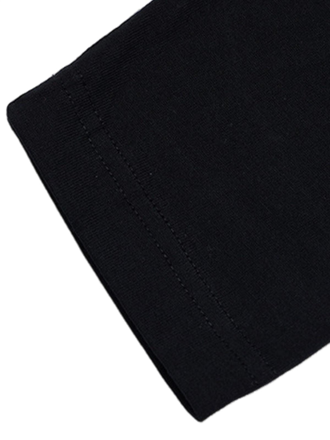 Detailed fabric and stitching of TALISHKO's black oversized long sleeves T-shirt.