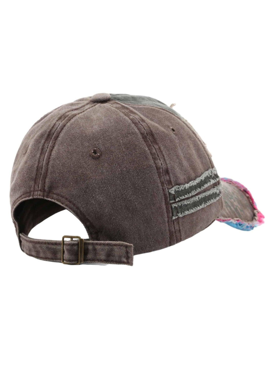 Back view of a vintage-style denim cap by TALISHKO, featuring distressed detailing.
