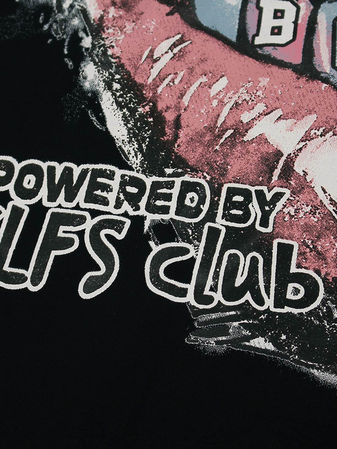 A tight crop highlighting the graphic and lettering detail on the TALISHKO T-shirt.