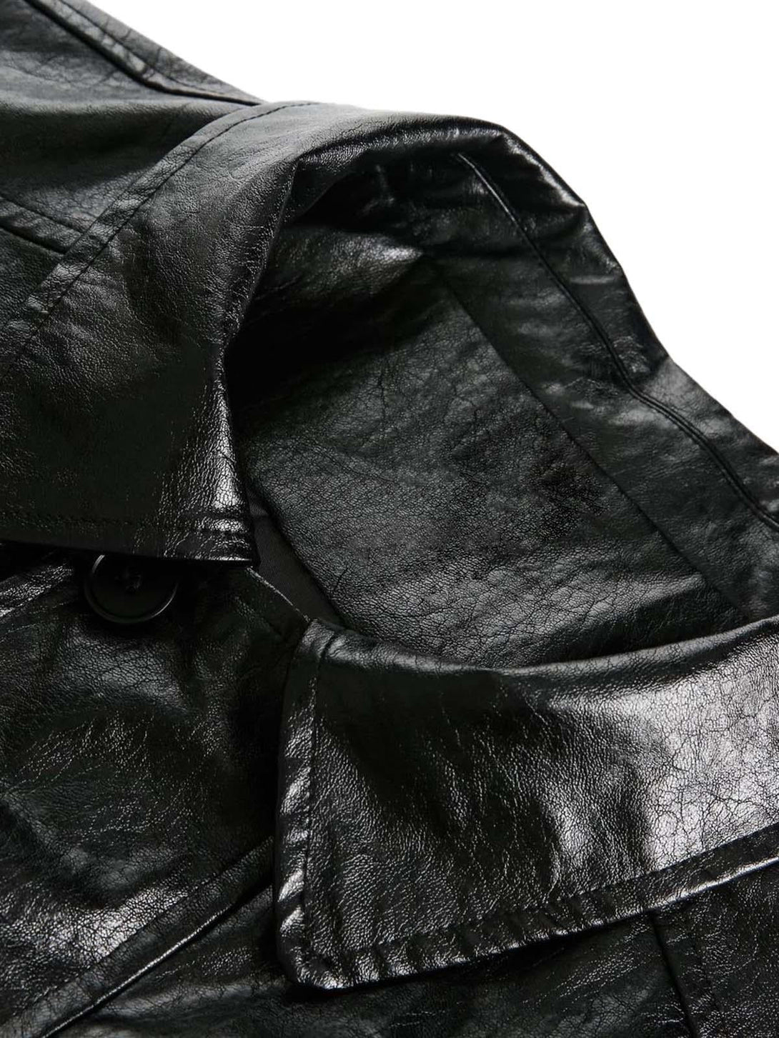 A detailed view of the black retro motorcycle PU leather jacket texture by TALISHKO.