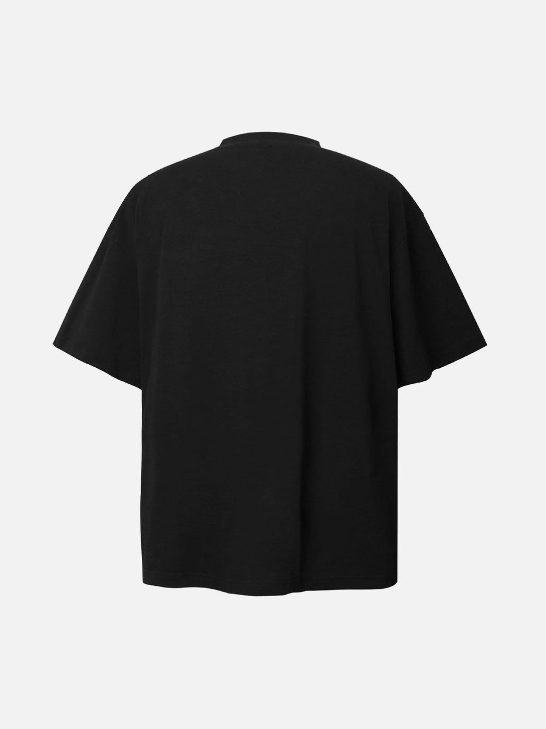 Back view of black TALISHKO T-shirt, showcasing its simple and relaxed design.