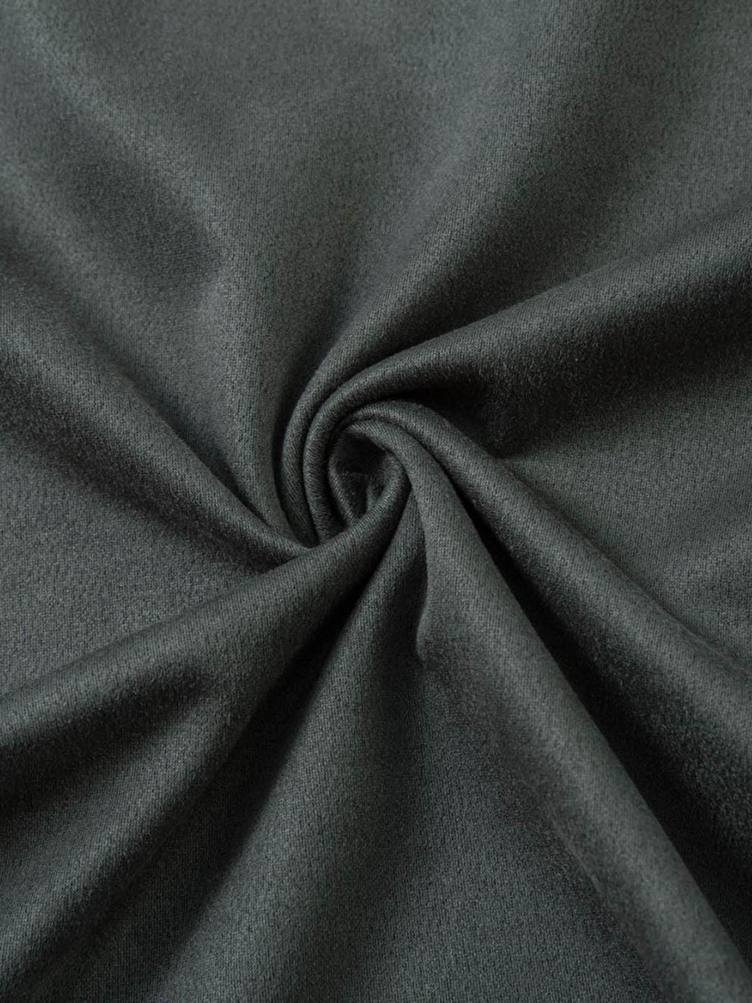 Focusing on the soft suede texture of TALISHKO's retro quarter zip T-shirt in dark gray.