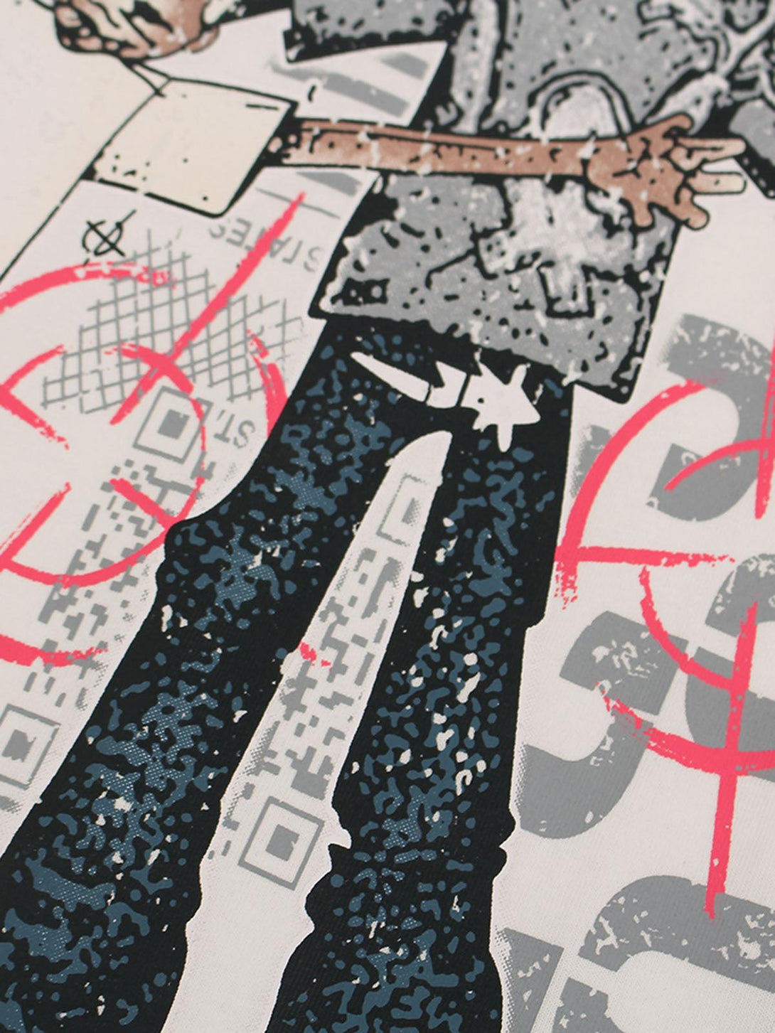 Intricate look at the TALISHKO graphic T-shirt design, featuring detailed retro street art.
