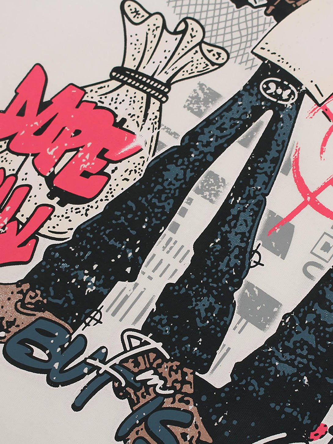 Intricate look at the TALISHKO graphic T-shirt design, showcasing vibrant retro street art.