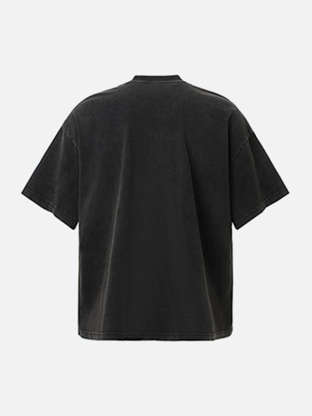 Back view of a vintage-inspired black T-shirt by TALISHKO, ideal for casual rock style.