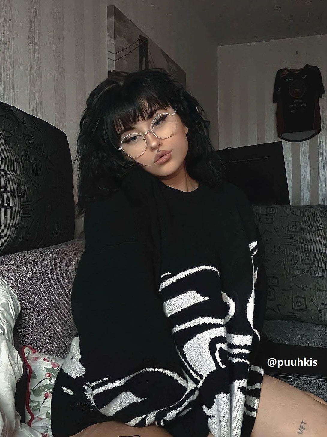 Cozy up in a TALISHKO sweater with a bold skeleton portrait design, perfect for stylish comfort.