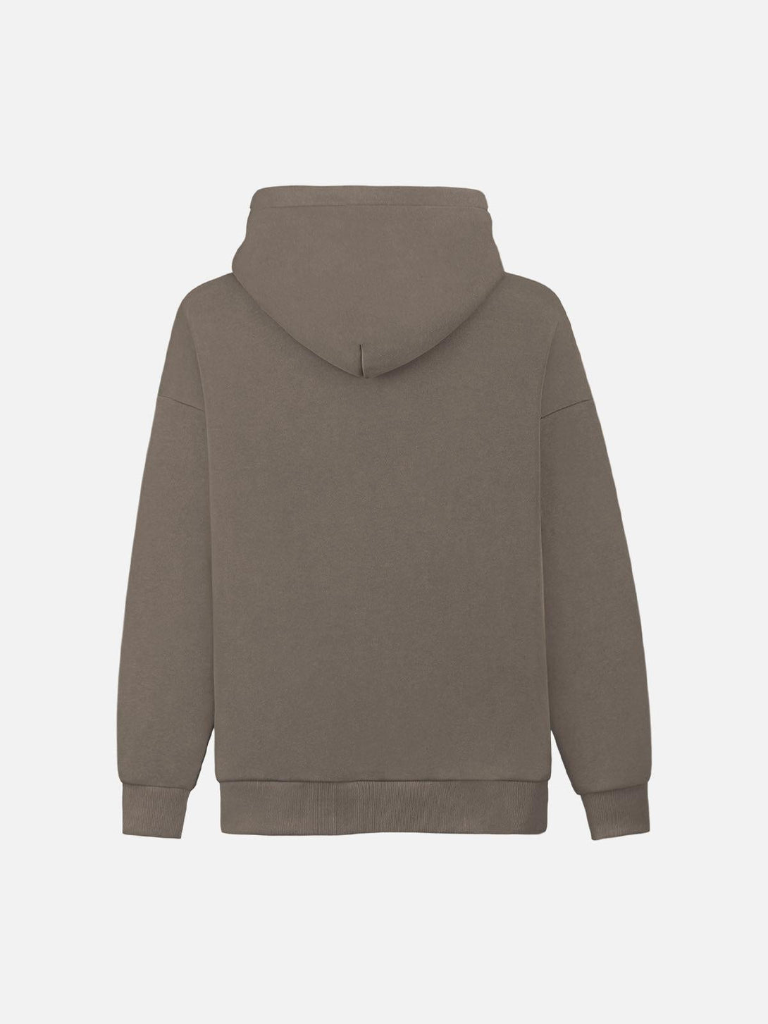Back view of brown smudge-dyed hoodie by TALISHKO, showcasing its relaxed fit and style.