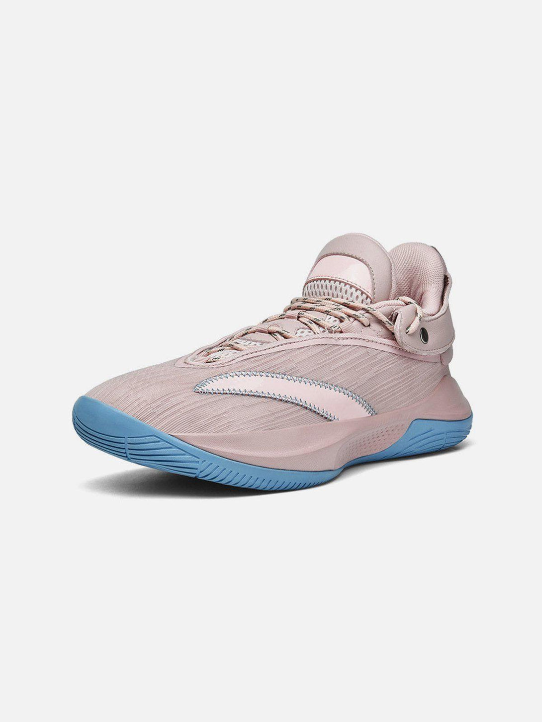 Sleek pink breathable sneakers with blue soles by TALISHKO, showcasing modern design.
