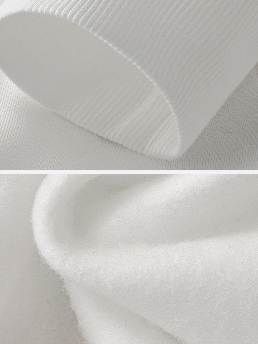 Zoomed-in texture of white fabric by TALISHKO, highlighting soft, ribbed, and fleece details.
