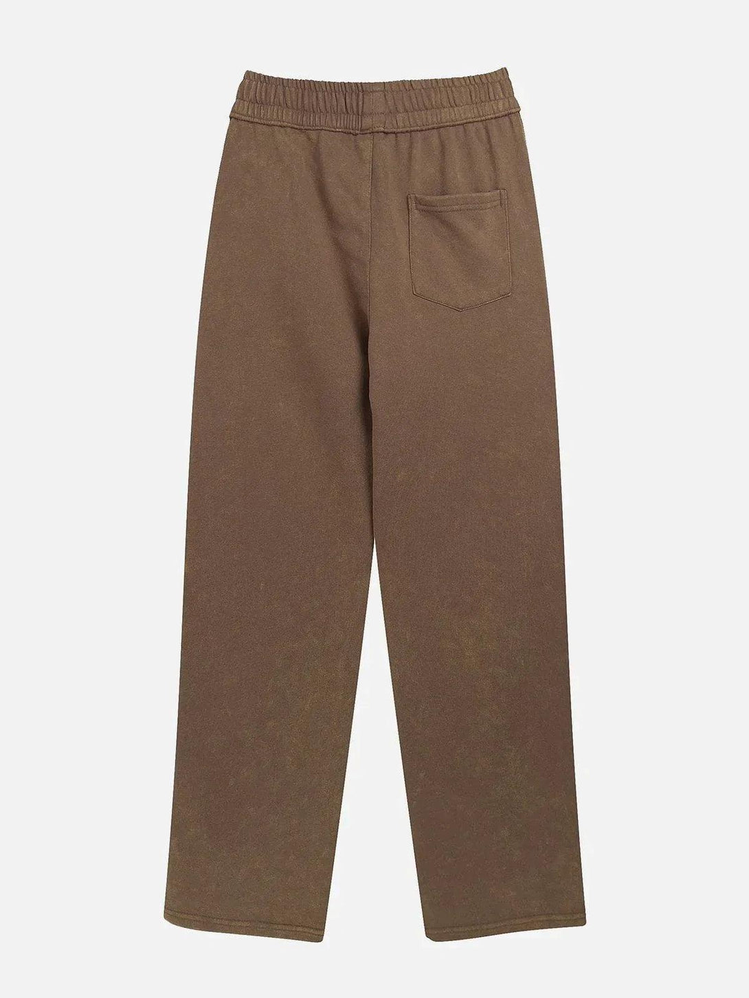 Back view of brown drawstring pants by TALISHKO, showcasing a casual and comfortable fit.