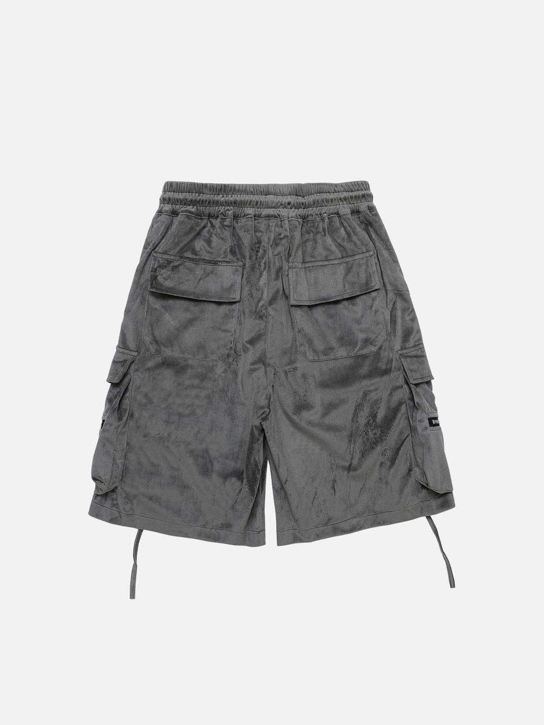 Back view of gray big pocket shorts by TALISHKO, featuring a relaxed fit and cargo style.