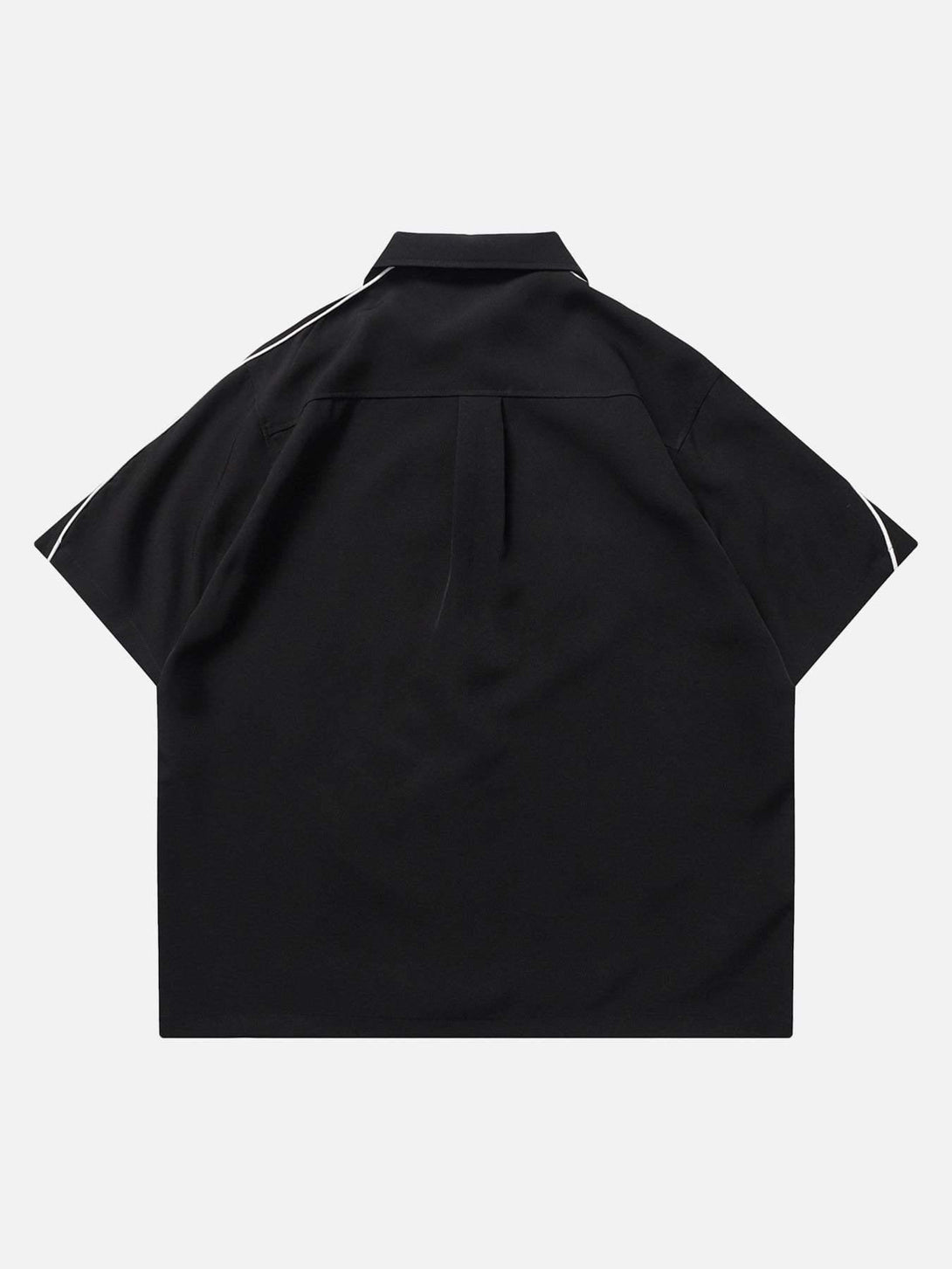 Back view of black Star Zipper Design Shirt by TALISHKO, highlighting its unique silhouette.