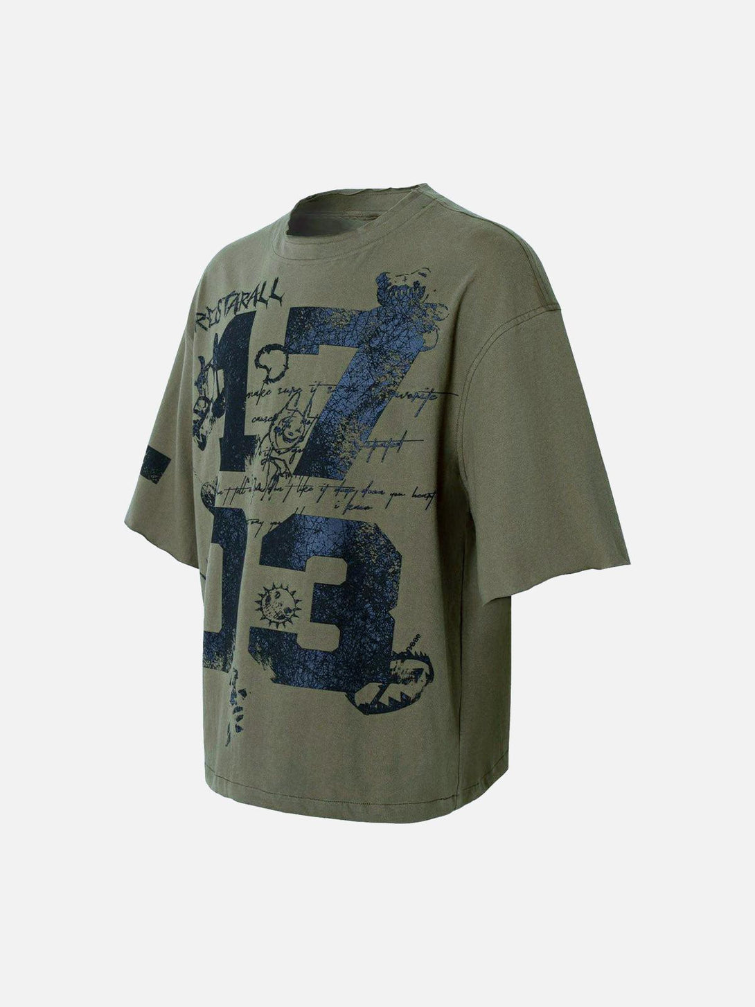 TALISHKO graffiti T-shirt with bold numbers and artistic motifs on an oversized fit.
