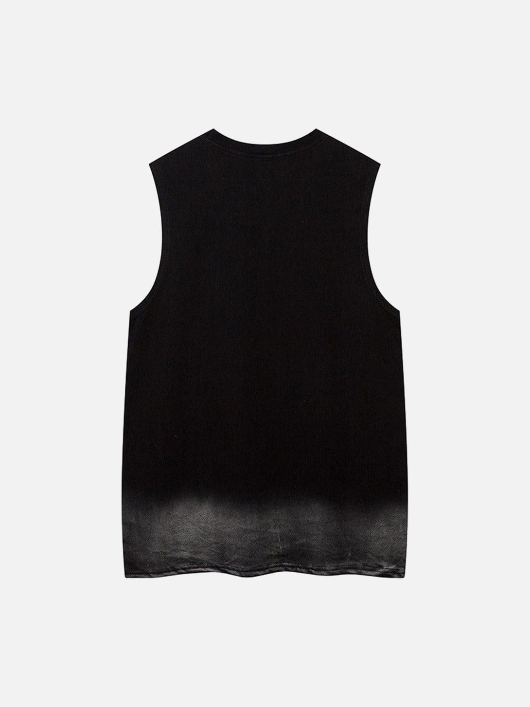 Back view of TALISHKO vest with a subtle black gradient, perfect for edgy summer style.