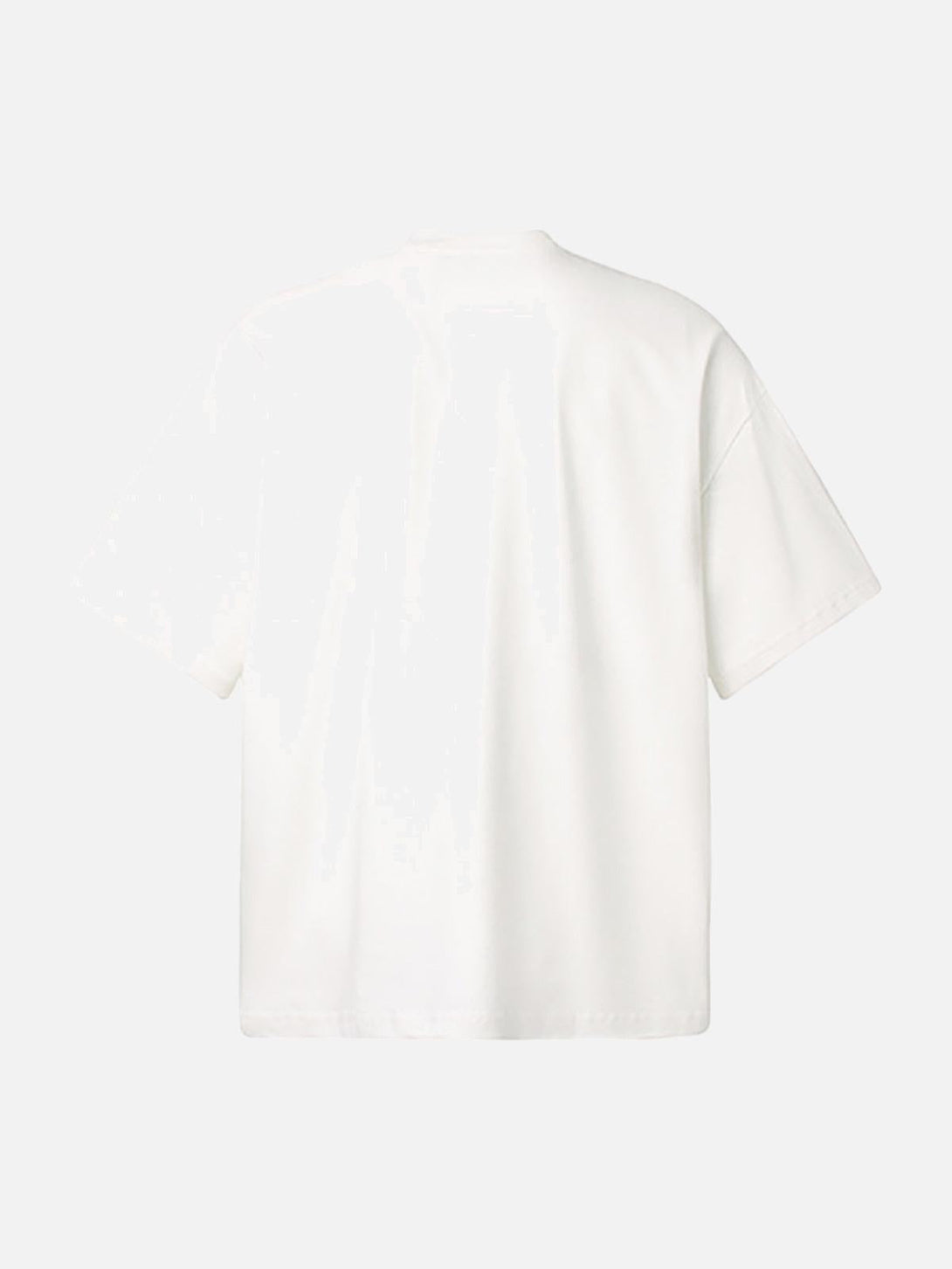 Back view of TALISHKO white T-shirt, showcasing a clean, minimalistic design.