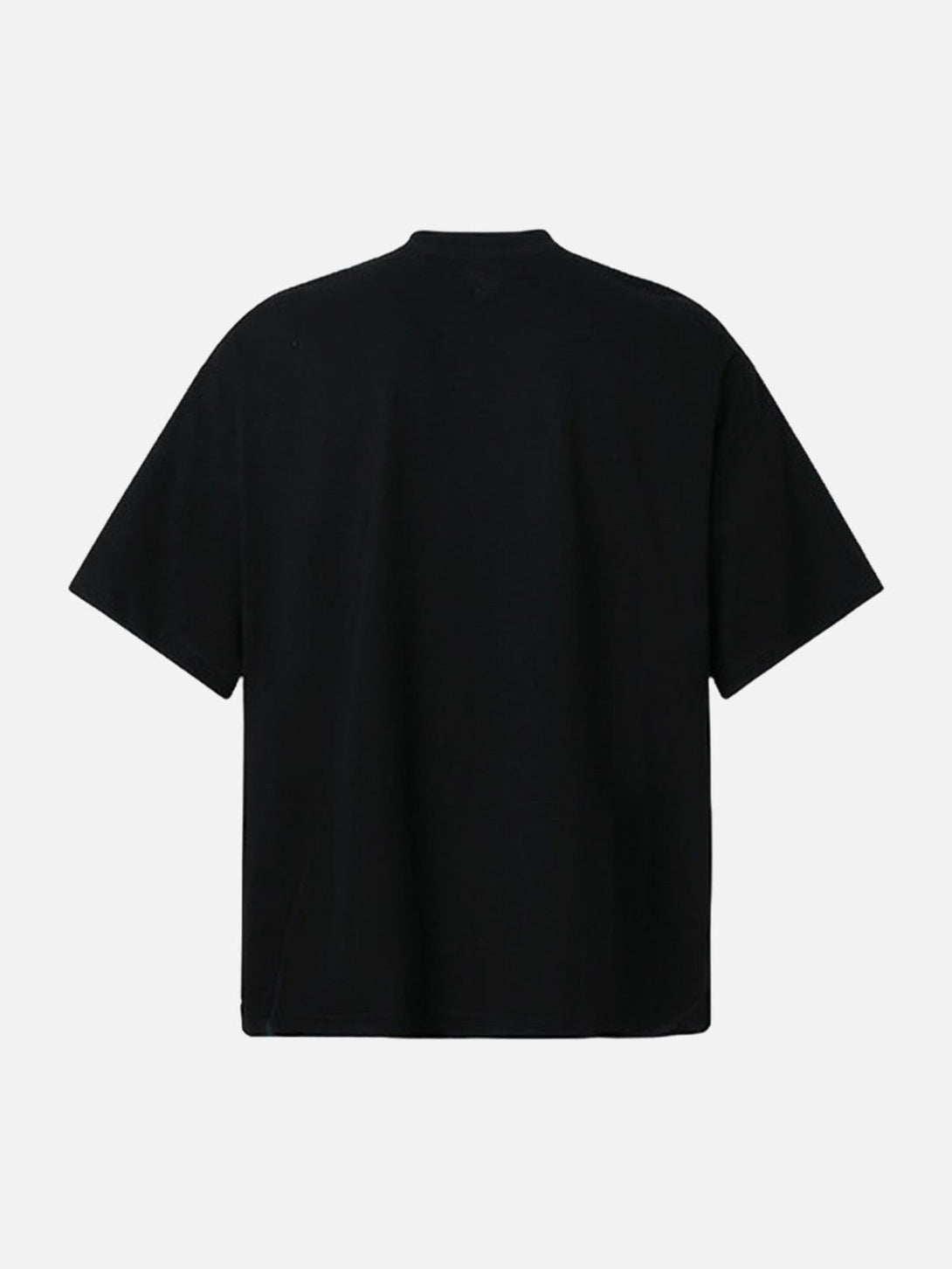 Back view of TALISHKO black T-shirt, highlighting a simple, classic silhouette.