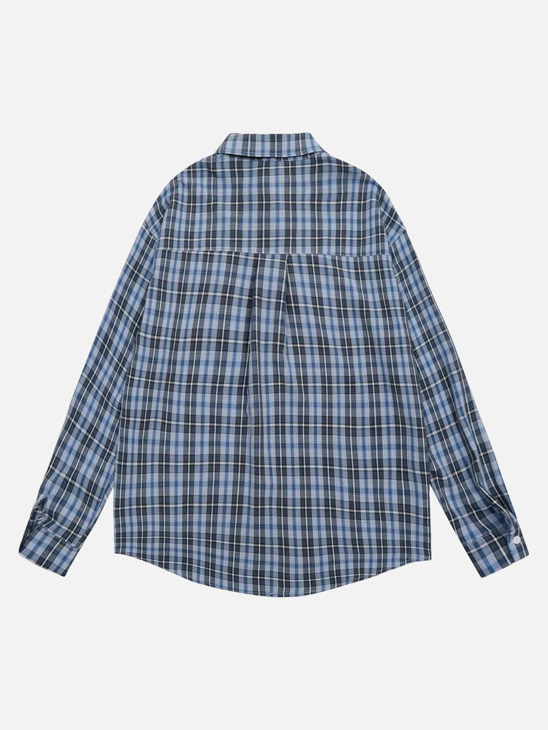 Back view of TALISHKO's street retro plaid shirt showcasing its classic checkered pattern.