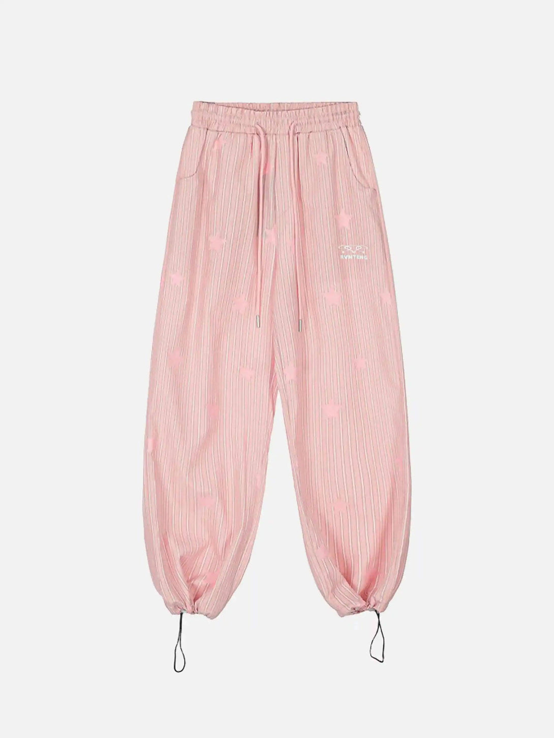 TALISHKO pink trousers with star and stripe pattern, shown in a front view for a stylish look.