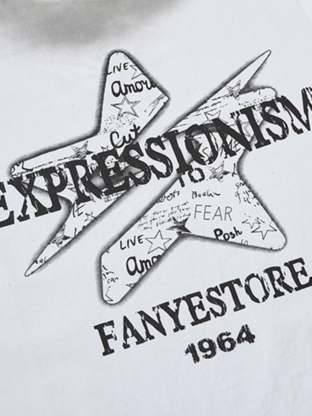 Detailed view of the street star graphic design on a vest by TALISHKO, featuring bold typography.
