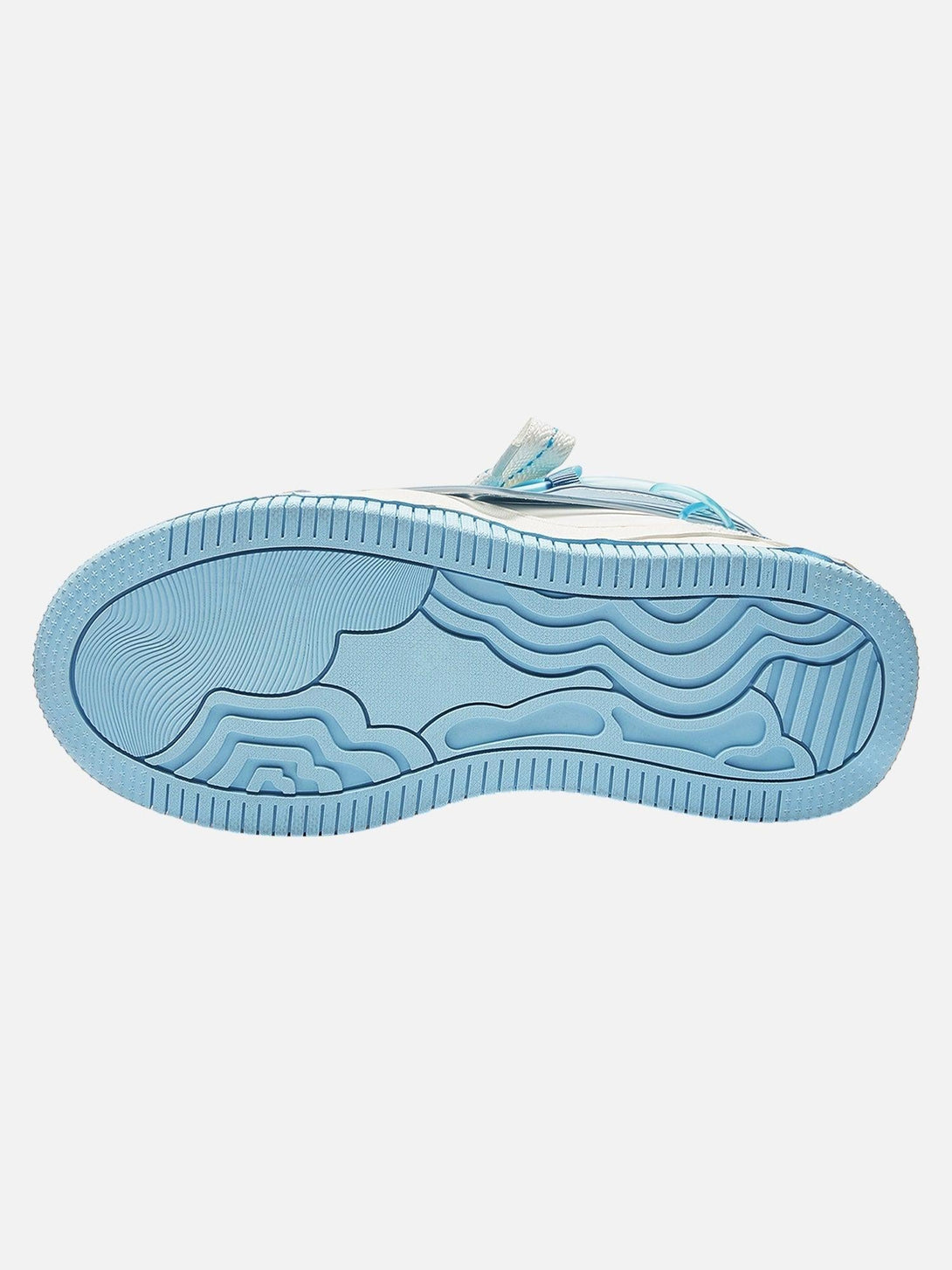 Detailed look at the blue sole design of TALISHKO street trend bread shoes.