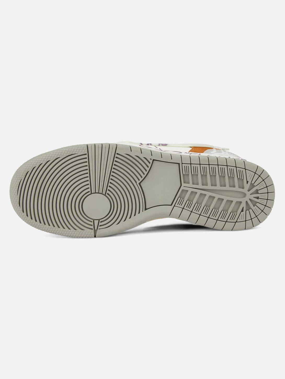 Sole view of TALISHKO skate shoes showcasing intricate traction pattern and durable design.