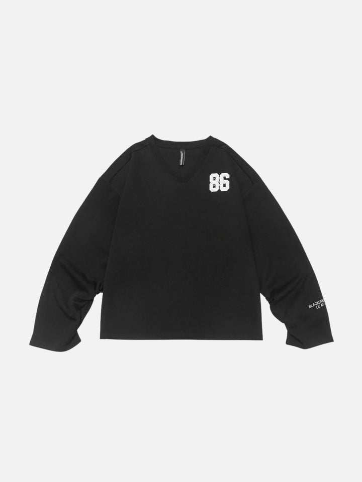 TALISHKO - 86 Embroidery V-Neck Sweatshirt - streetwear fashion - talishko.com