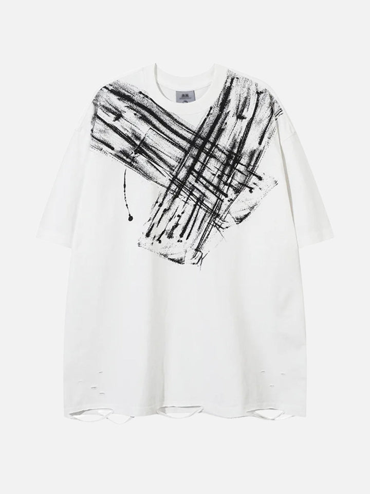 TALISHKO - Abstract Paint Ripped Tee - streetwear fashion - talishko.com