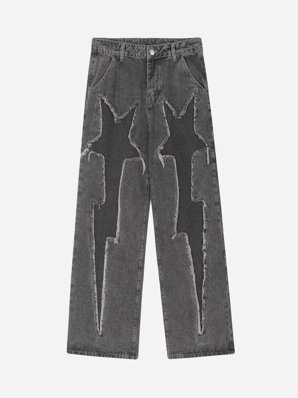 TALISHKO - American Applique Star Embroidered Jeans, streetwear fashion, talishko.com
