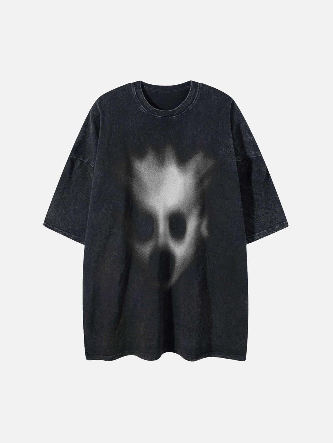 Front view of a black abstract print T-shirt by TALISHKO, ideal for bold summer style.