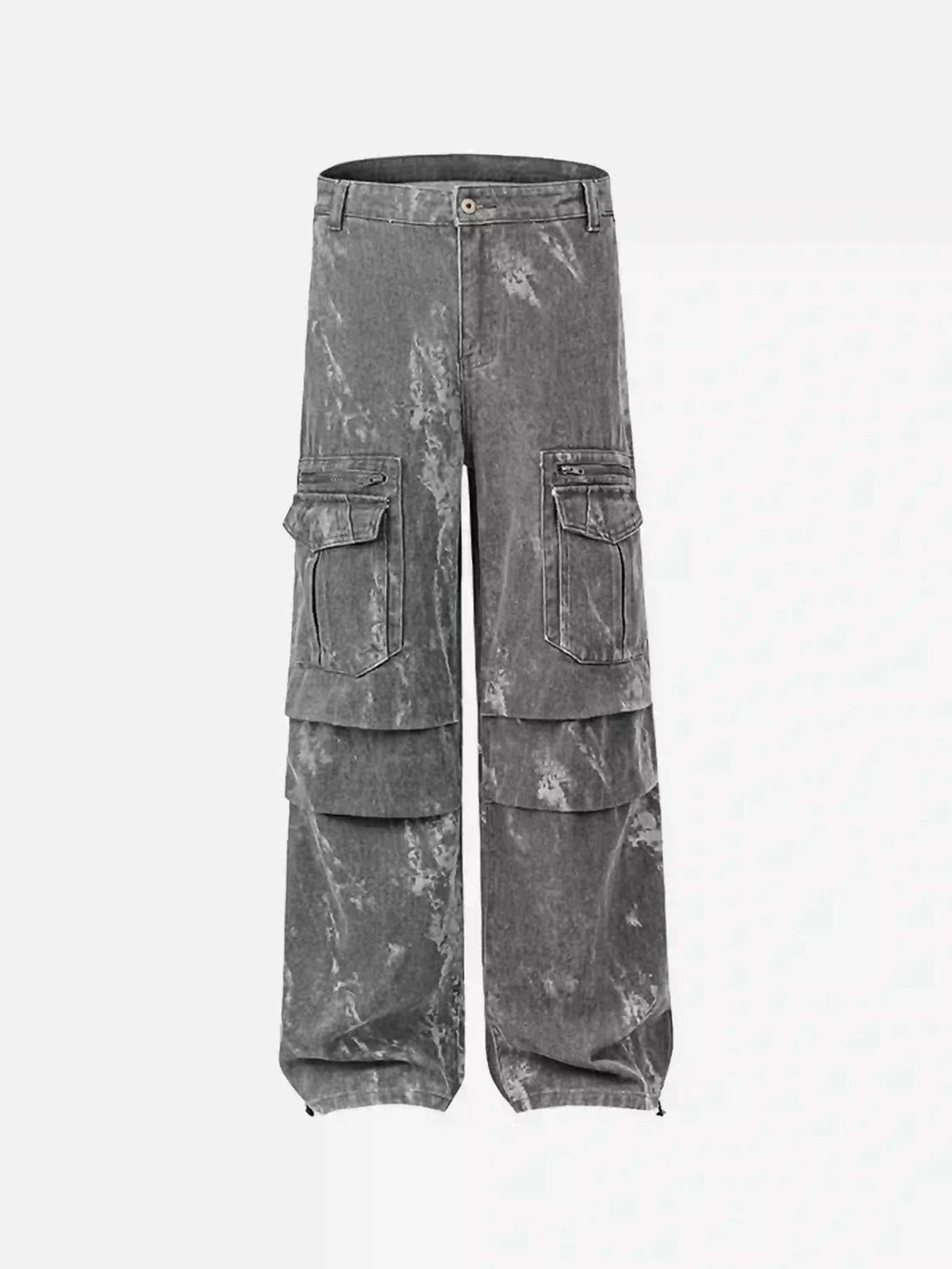 Gray multi-pocket overalls by TALISHKO in a front view, showcasing a casual, urban style.
