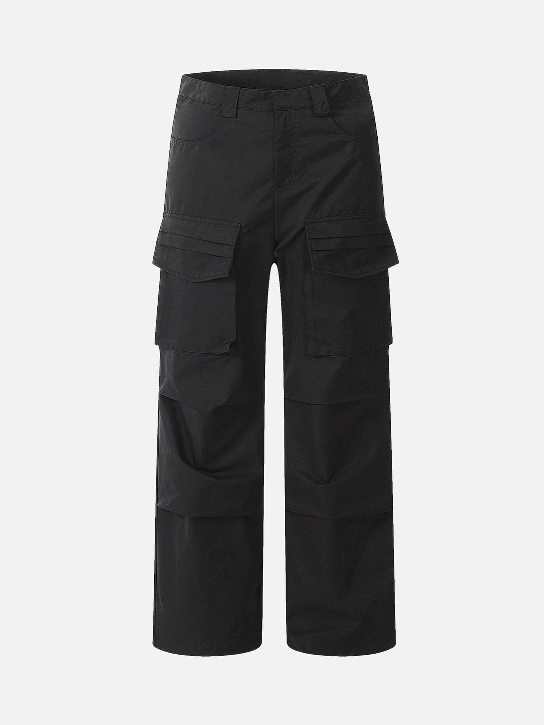 Black casual pocket overalls by TALISHKO in a front view, offering a relaxed street style.