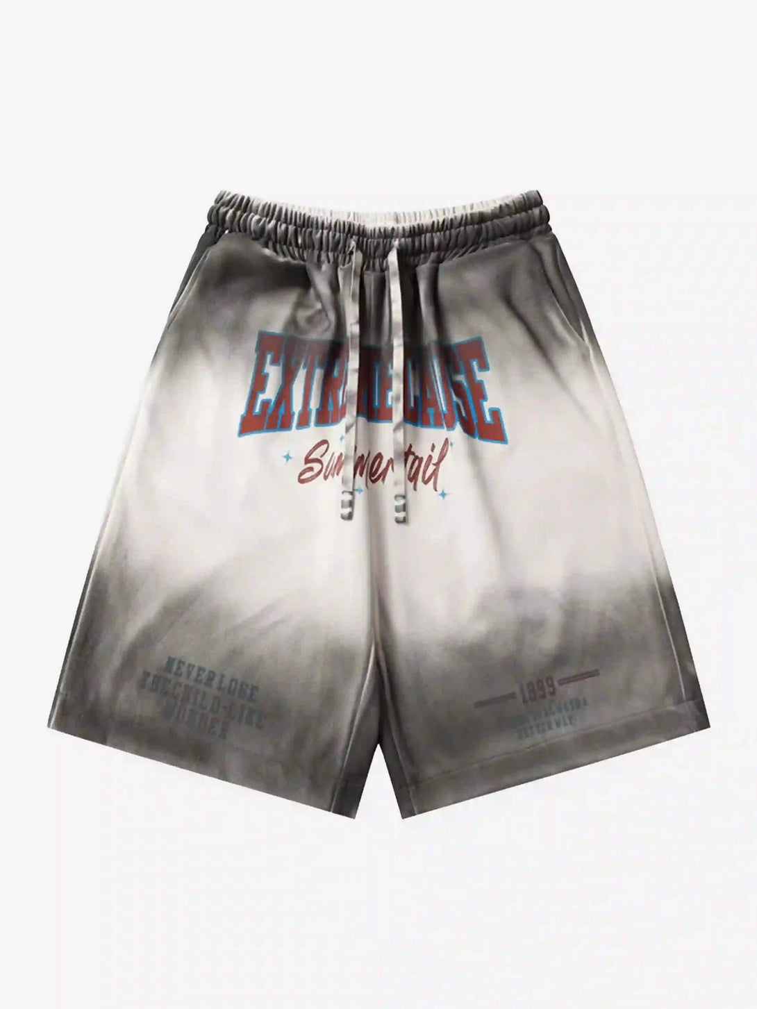 Gradient print shorts in white by TALISHKO, featuring a relaxed fit and front graphic design.