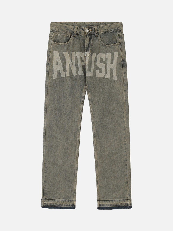 TALISHKO - American Vintage Letter Print Jeans, streetwear fashion, talishko.com