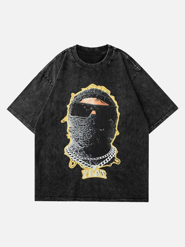 Front view of black hip-hop T-shirt featuring bold graphic design by TALISHKO.